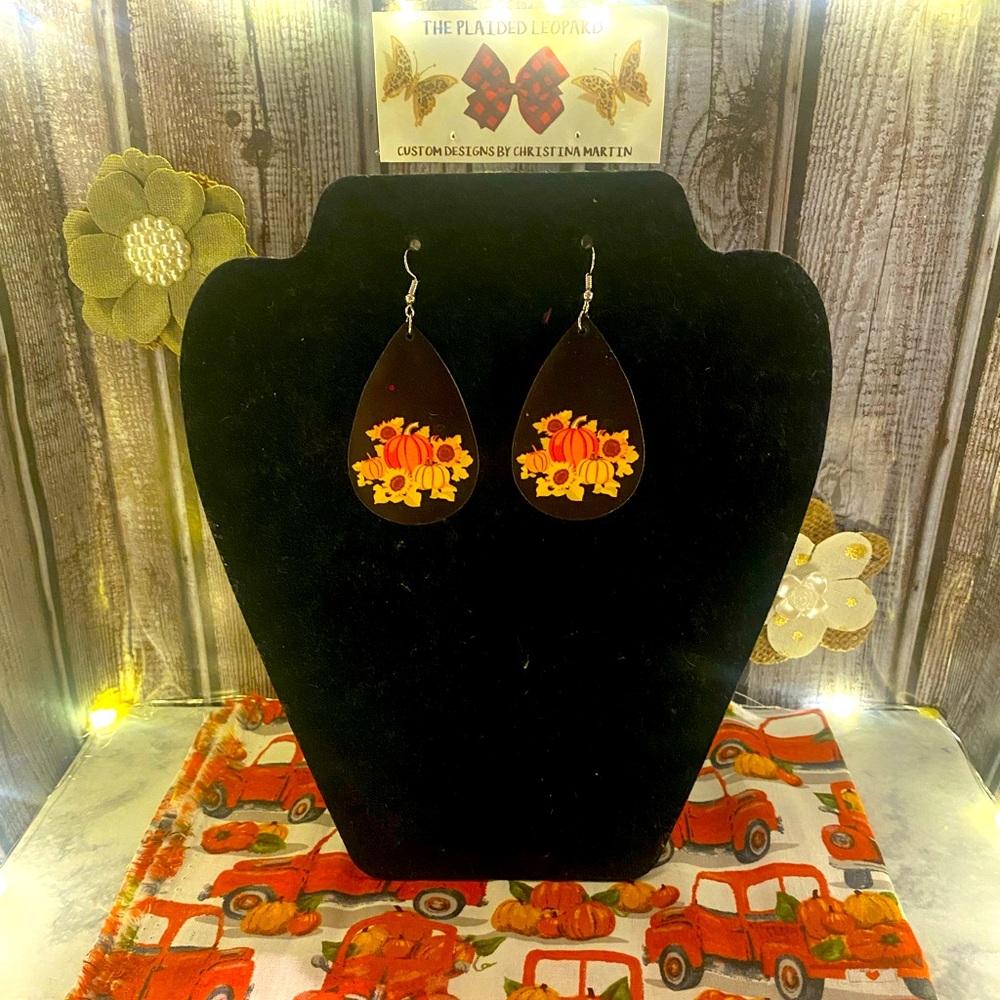 Handmade faux leather earrings.